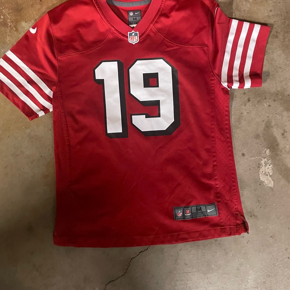 Nike Red Football Jersey with White Stripes